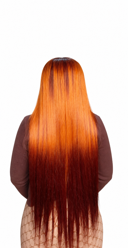FHB Luxury Sunset Copper – Premium Blended Bone Straight Wig