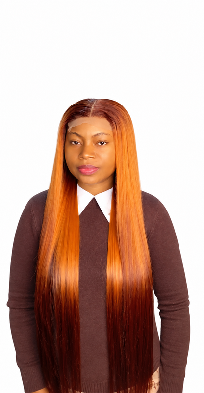 FHB Luxury Sunset Copper – Premium Blended Bone Straight Wig