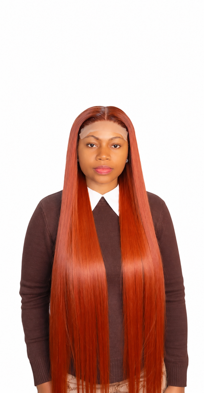 FHB Luxury Copper Glow – Premium Blended Bone Straight Hair