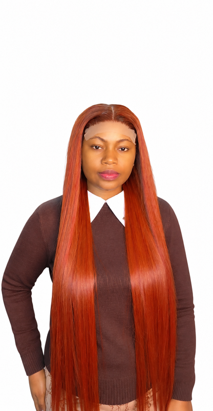 FHB Luxury Copper Glow – Premium Blended Bone Straight Hair