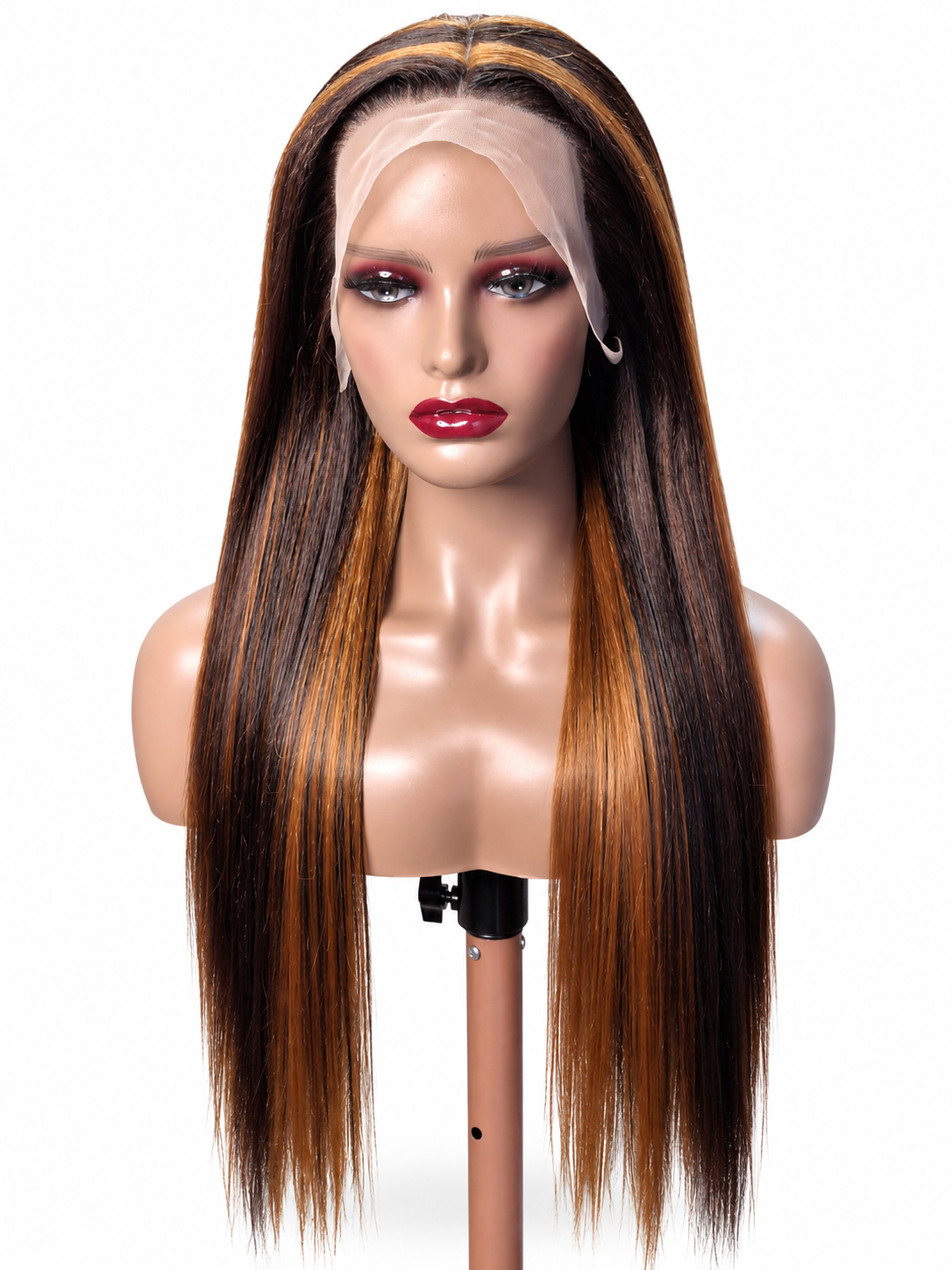 ✨ FHB Luxe Caramel Straight Wig – Human Hair Blend | 13×4 Frontal