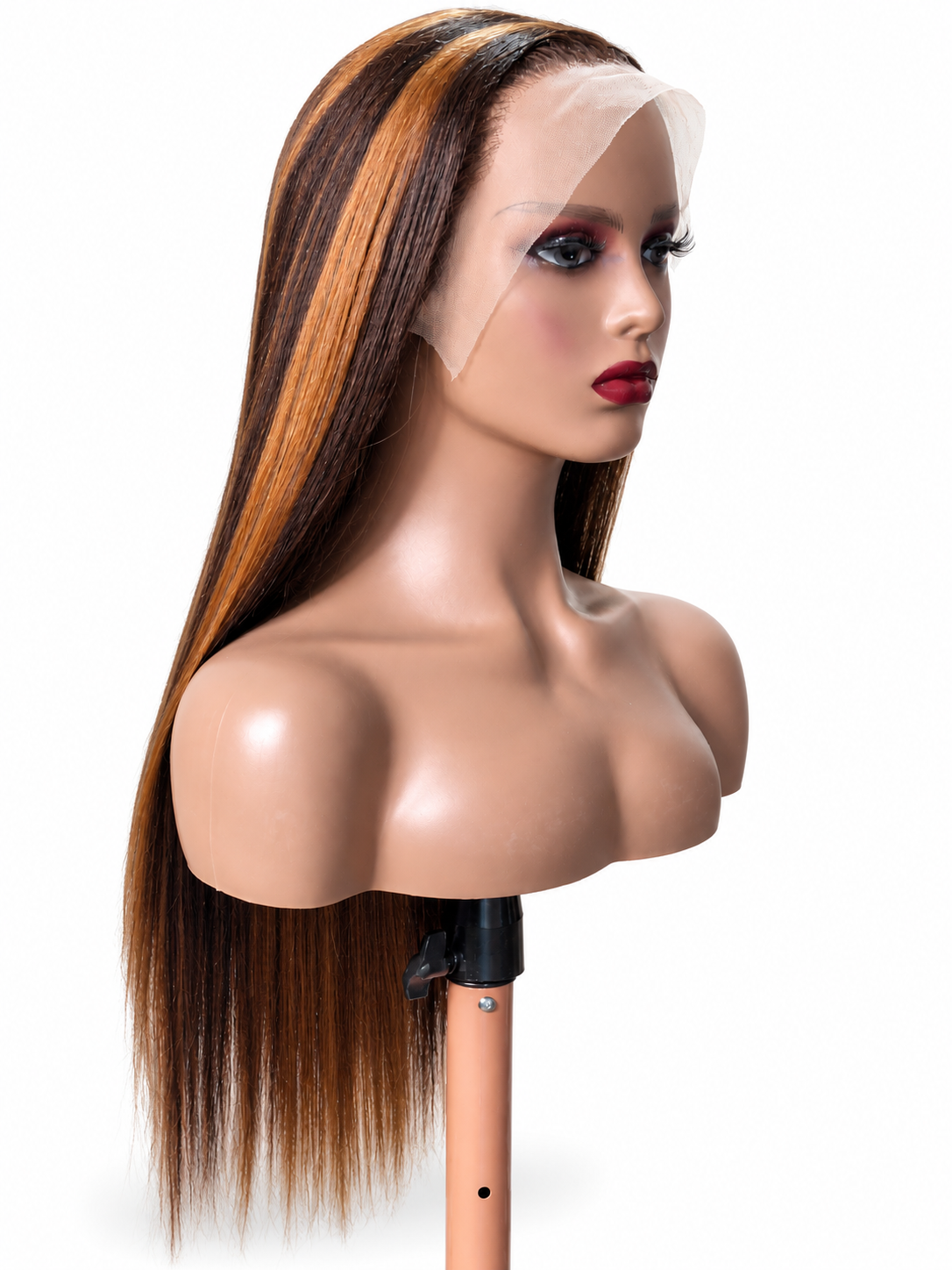 ✨ FHB Luxe Caramel Straight Wig – Human Hair Blend | 13×4 Frontal