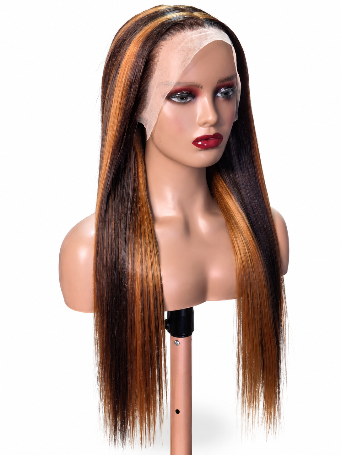 ✨ FHB Luxe Caramel Straight Wig – Human Hair Blend | 13×4 Frontal