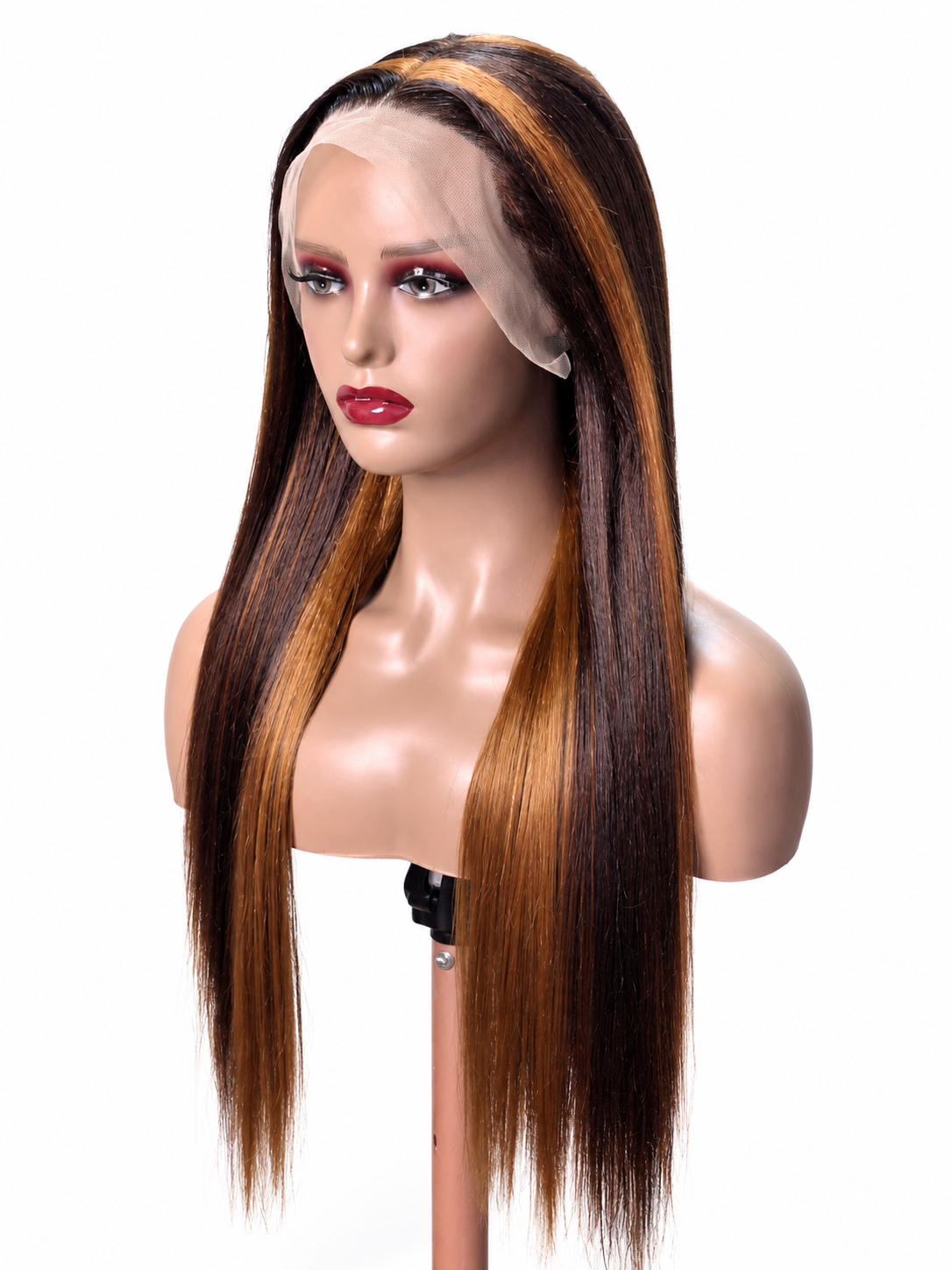 ✨ FHB Luxe Caramel Straight Wig – Human Hair Blend | 13×4 Frontal