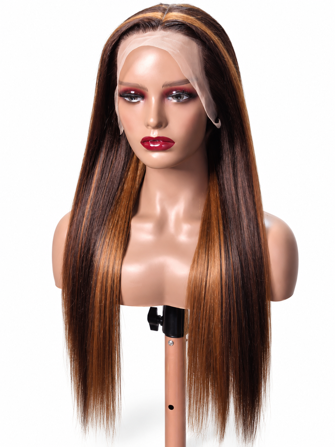 ✨ FHB Luxe Caramel Straight Wig – Human Hair Blend | 13×4 Frontal