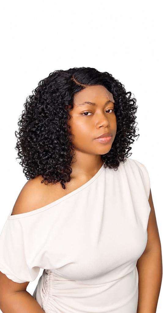 FHB Natural Black Pixie Curls Human Hair Wig